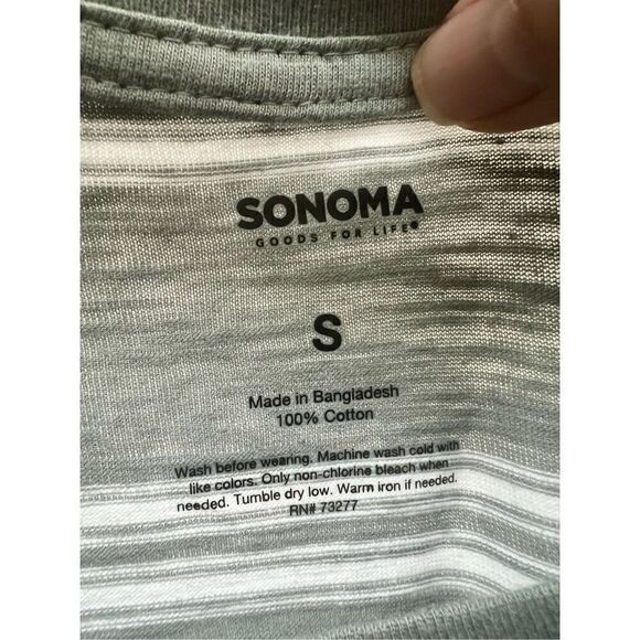 Sonoma Men’s Grey Stripped Tee Shirt Sz S NWT - Picture 3 of 6